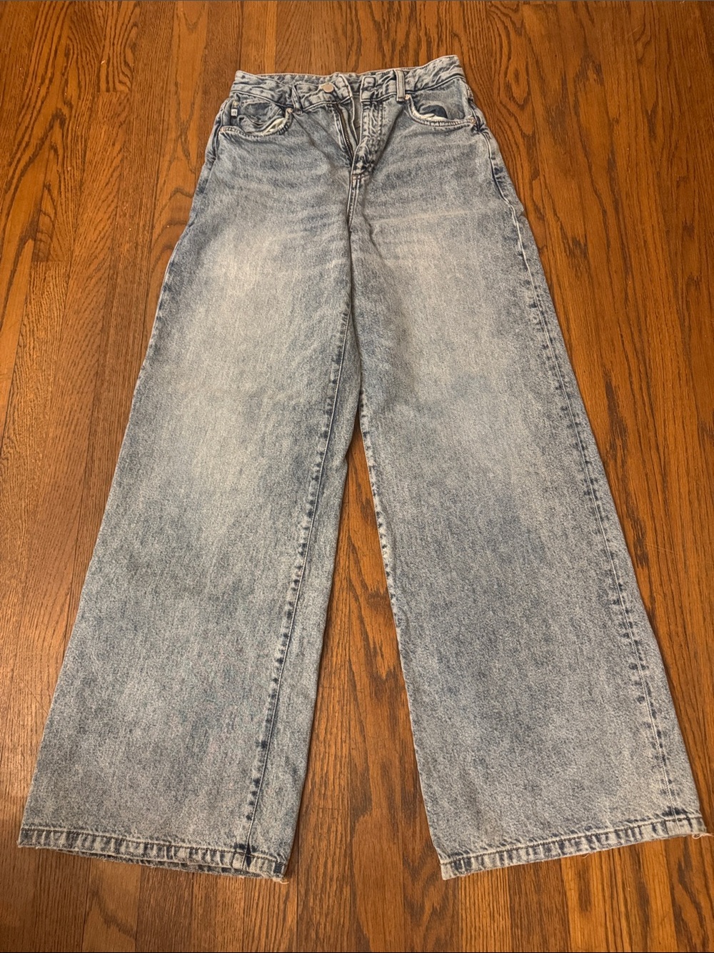 High-Rise Wide Leg Jeans in Light Acid Wash Blue